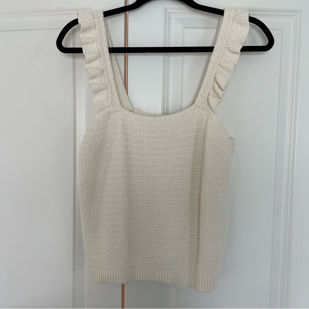 Madewell Crocheted Ruffle-Strap Sweater Tank